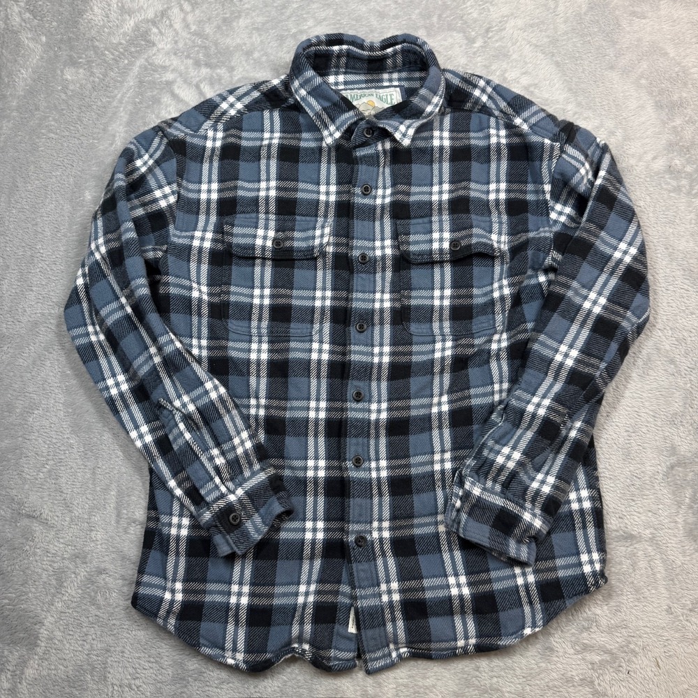 American Eagle Shirt Mens S Plaid Flannel Blue Black Thick‎ Warm Classic Outdoor